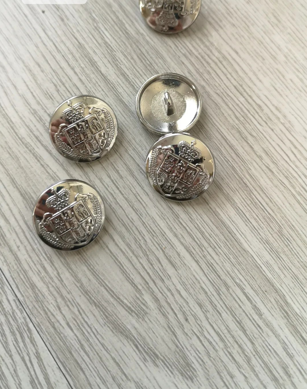 Boutons marins argenté 19mm (vendu par 5)