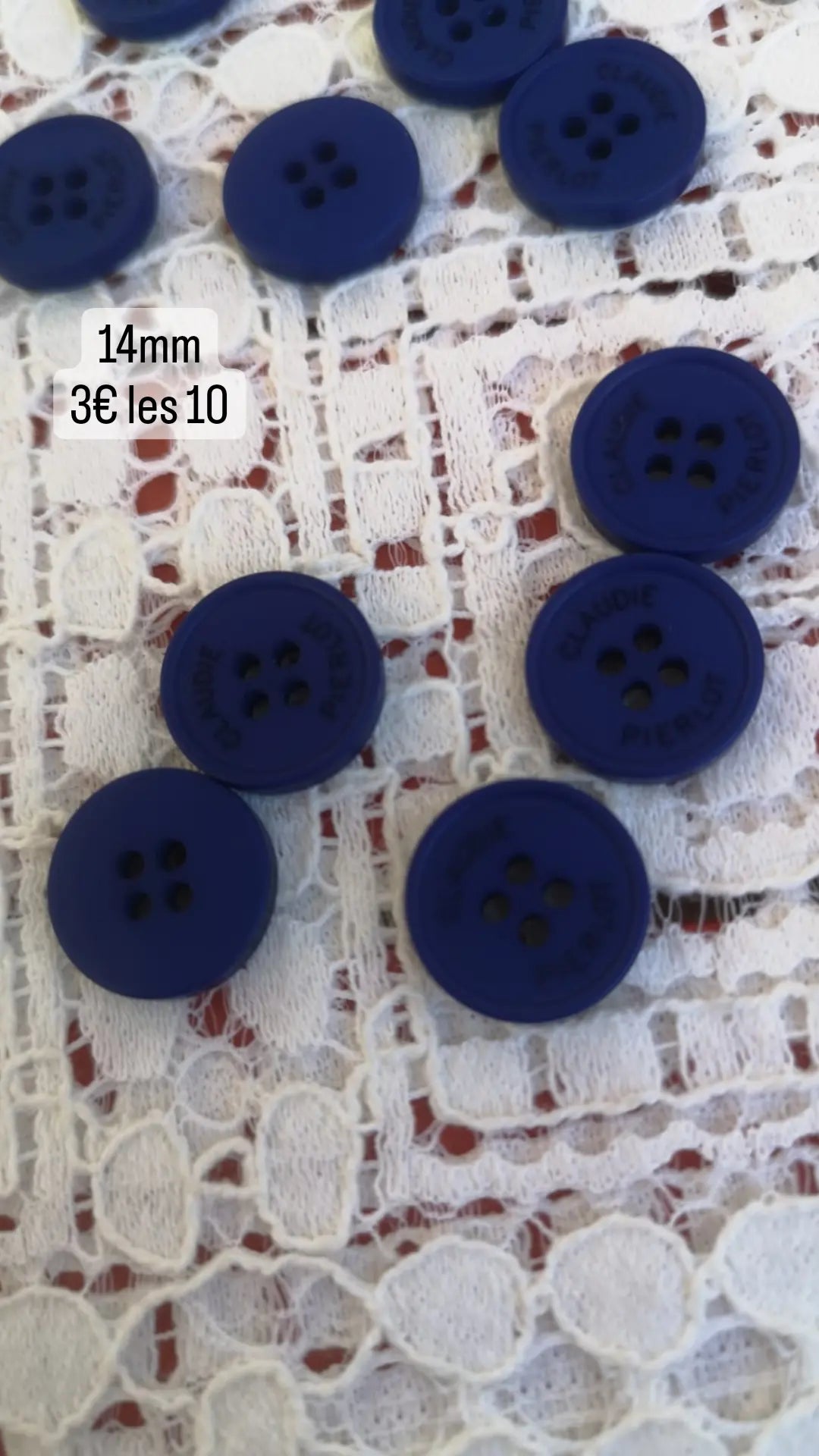 Boutons indigo 14mm (prix par 10)