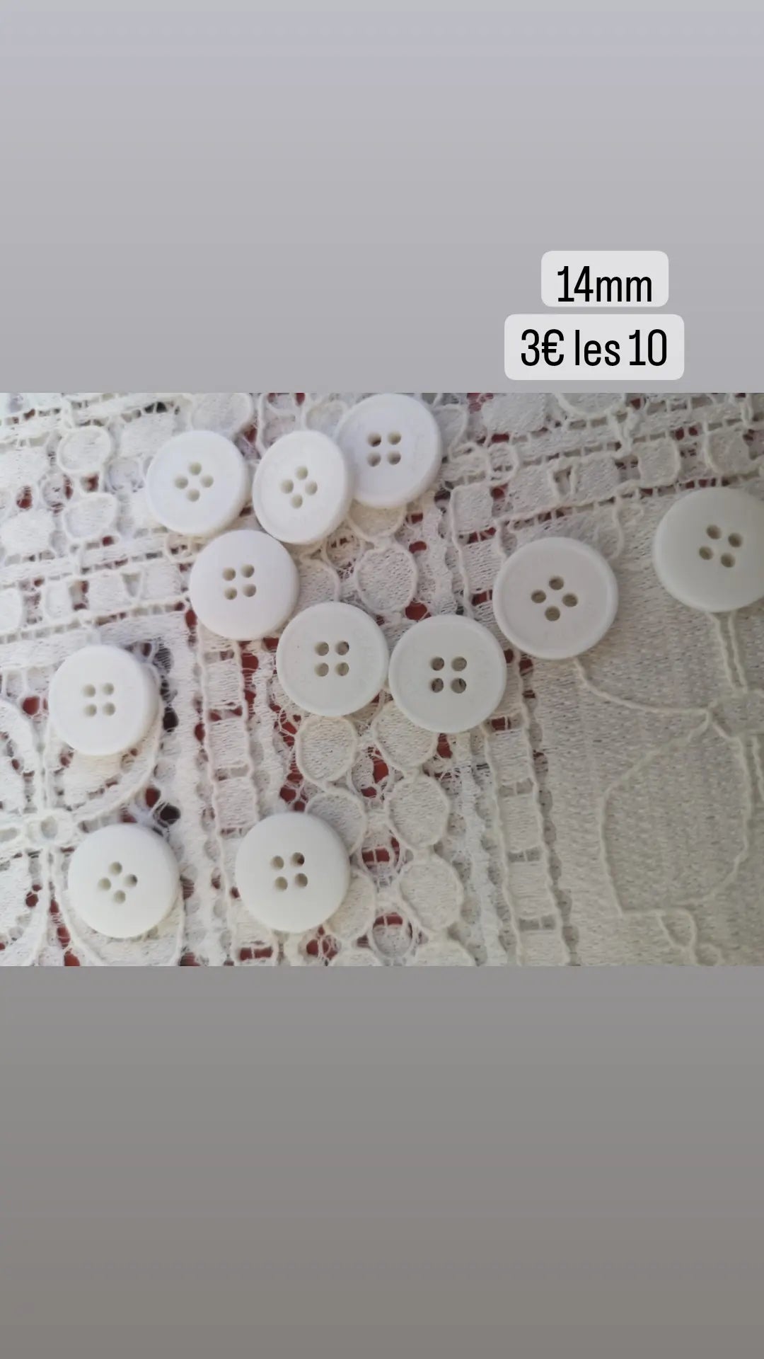 Boutons blanc ivoire CP 14mm (prix par 10)