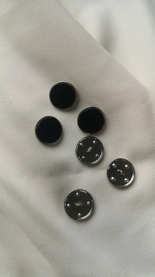 Boutons noirs argentés 20mm(vendu par 10)