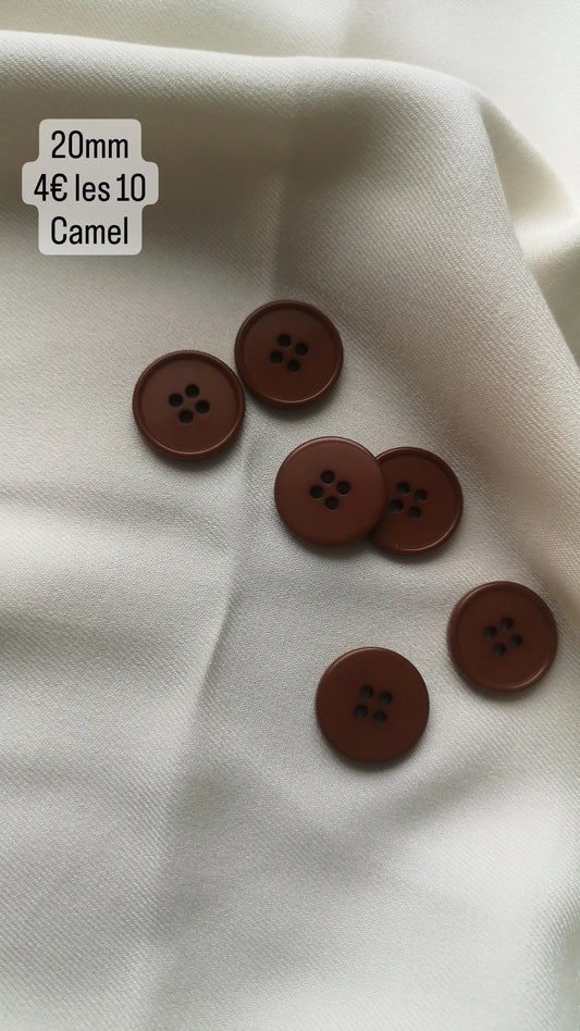 Boutons 20mm camel (vendu par 10)