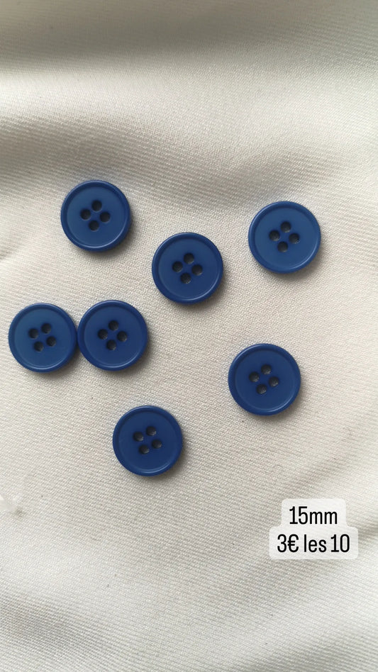 Boutons bleu jean 15mm (vendu par 10)