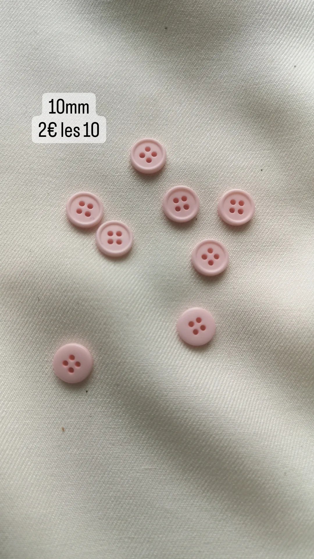 Boutons rose clair 10mm (vendu par 10)