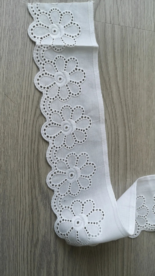 Galon blanc broderie anglaise 8cm( prix au metre)