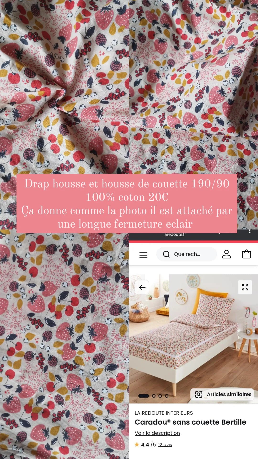 Housse de couette et drap housse 190/90